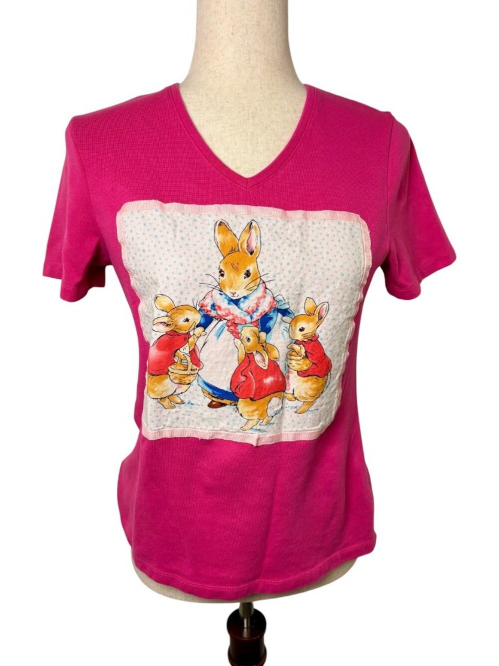 Croft & Barrow Pink Upcycled Peter Rabbit Beatrix Potter Tee Shirt Small